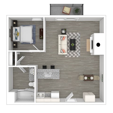 Floor plan for 1 bed, 1 bath